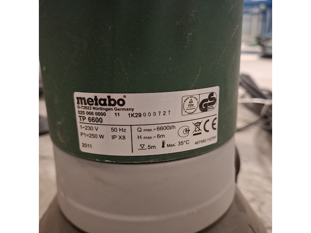 Schoonwater dompelpomp metabo, tp6600, bouwjaar 2011 - afbeelding 3 van  4