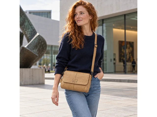 Schoudertas dr amsterdam, beige - afbeelding 5 van  6