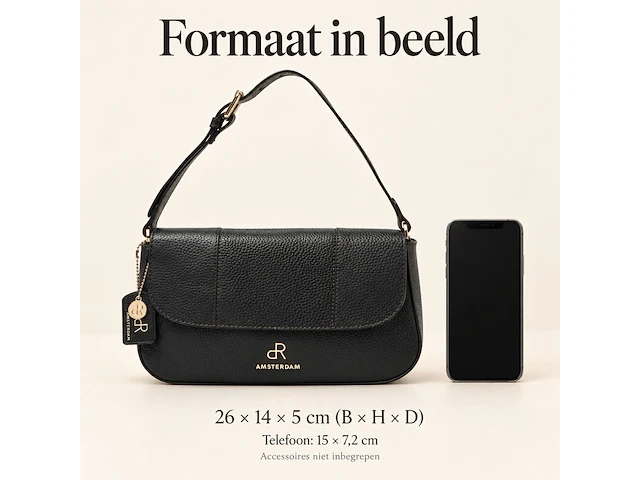 Schoudertas dr amsterdam, black - afbeelding 6 van  6