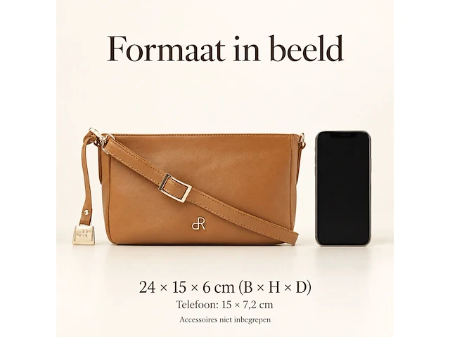 Schoudertas dr amsterdam, camel - afbeelding 6 van  6
