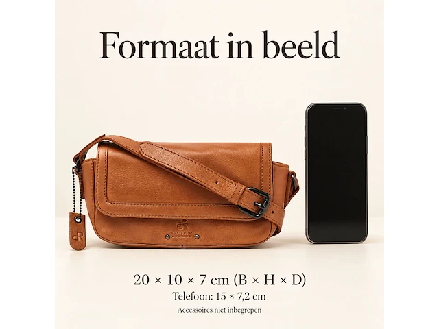 Schoudertas dr amsterdam, camel - afbeelding 6 van  6