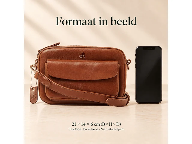 Schoudertas dr amsterdam, cognac - afbeelding 6 van  6