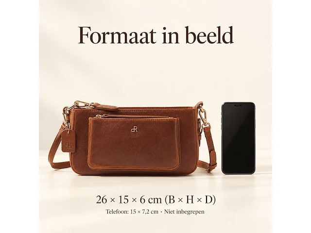 Schoudertas dr amsterdam, cognac - afbeelding 8 van  8