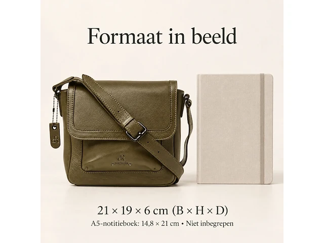 Schoudertas dr amsterdam, olive - afbeelding 6 van  6