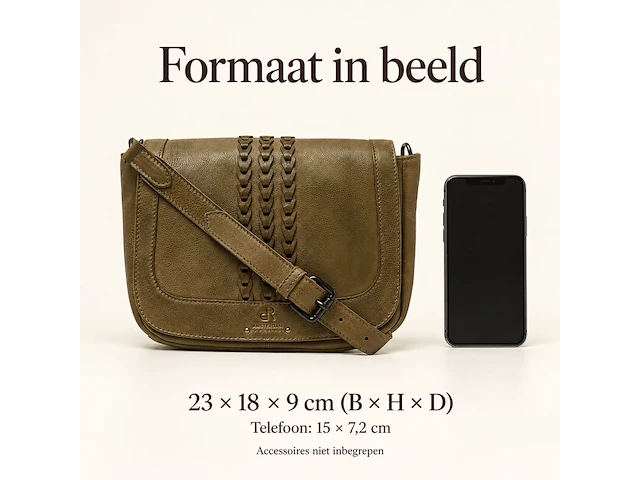 Schoudertas dr amsterdam, olive - afbeelding 6 van  6