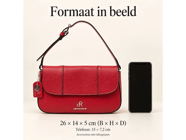 Schoudertas dr amsterdam, tango red - afbeelding 6 van  6