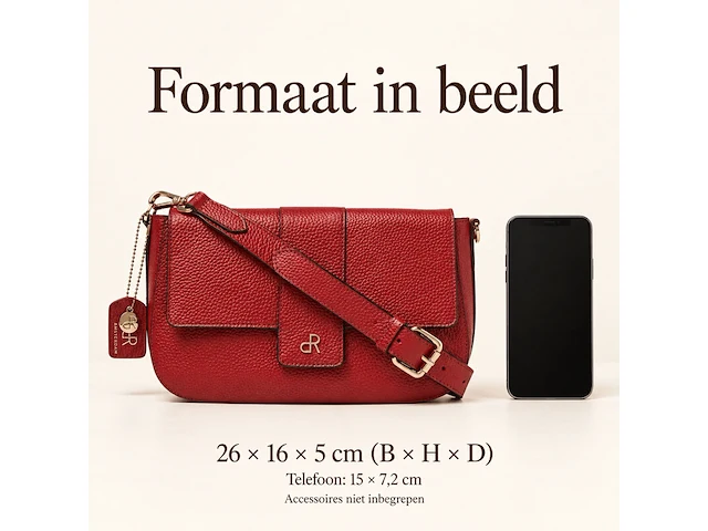 Schoudertas dr amsterdam, tango red - afbeelding 6 van  6