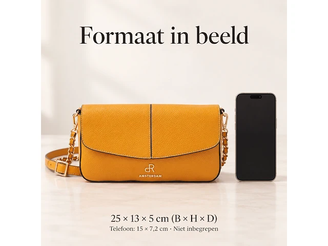 Schoudertas dr amsterdam, yellow - afbeelding 6 van  6