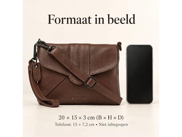 Schoudertas en clutch dr amsterdam, brown - afbeelding 6 van  6