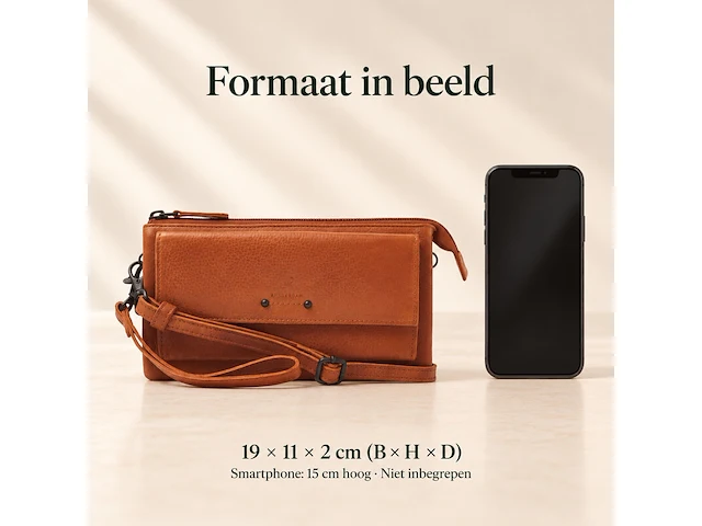 Schoudertas en clutch dr amsterdam, camel - afbeelding 6 van  6