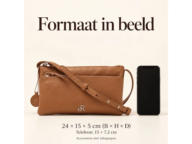 Schoudertas en clutch dr amsterdam, camel - afbeelding 6 van  6