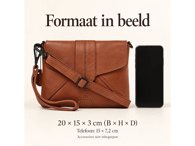 Schoudertas en clutch dr amsterdam, camel - afbeelding 6 van  6