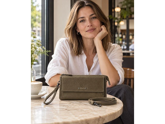 Schoudertas en clutch dr amsterdam, olive - afbeelding 5 van  6