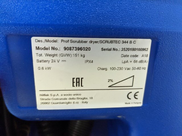 Schrob/zuigmachine nilfisk, scrubtec 344 - afbeelding 12 van  14