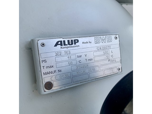 Schroefcompressor + 500l vat + ontvochtiger, alup, sck 15-08/500/t, 1999 - afbeelding 2 van  10