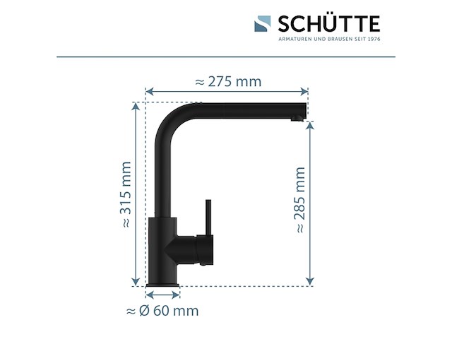 Schütte vital design keukenkraan met sensor uittrekbare uitloop mat zwart - afbeelding 2 van  6