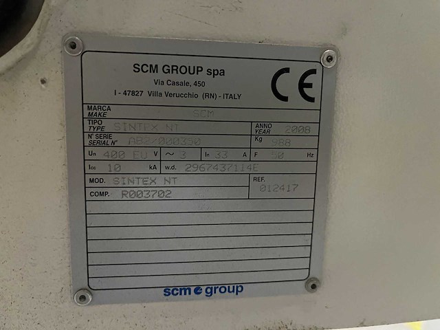 Scm - sintex nt - vierzijdige profileer- en schaafmachine - 2008 - afbeelding 2 van  10