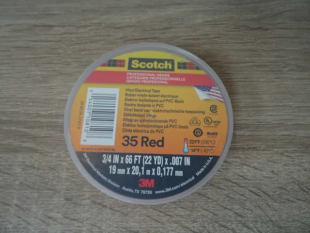 Scotch - 35 red - rol isolatietape (16x) - afbeelding 1 van  2