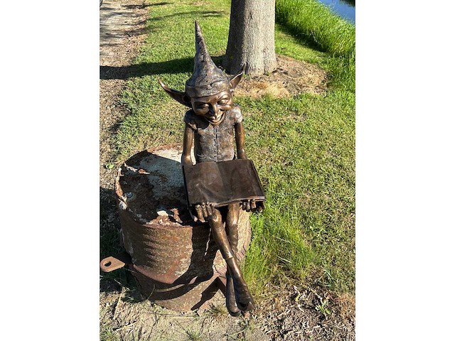 Sculptuur laaf brons 94 cm hoog - afbeelding 3 van  3