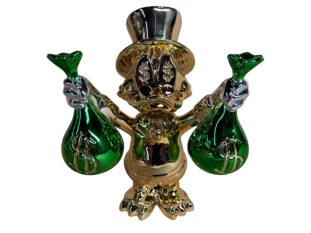 Sculptuur, lior24, dagobert duck, groen goud - afbeelding 1 van  6