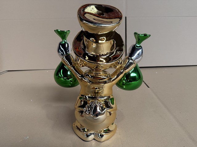 Sculptuur, lior24, dagobert duck, groen goud - afbeelding 5 van  6
