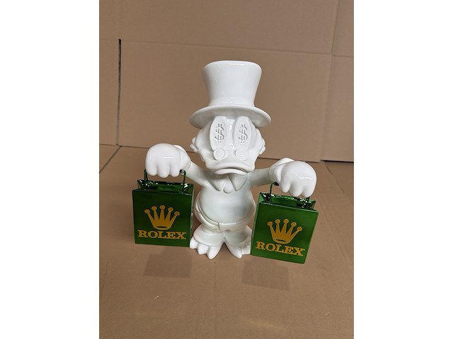 Sculptuur, lior24, dagobert duck, wit groen - afbeelding 4 van  6