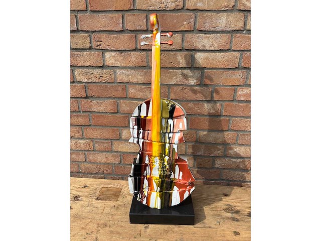 Sculptuur viool met marmervoet - afbeelding 2 van  2