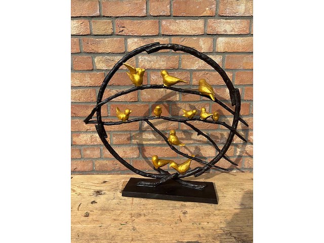 Sculptuur vogels op tak brons - afbeelding 2 van  2