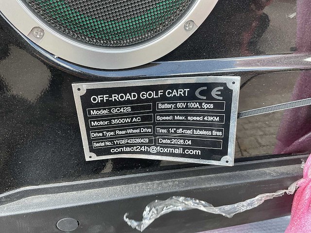 Sdlool gc42s 4+2 off-road golf cart zwart golfkar - afbeelding 1 van  3