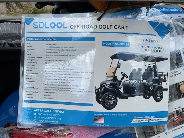 Sdlool gc42s 4+2 off-road golf cart zwart golfkar - afbeelding 7 van  9