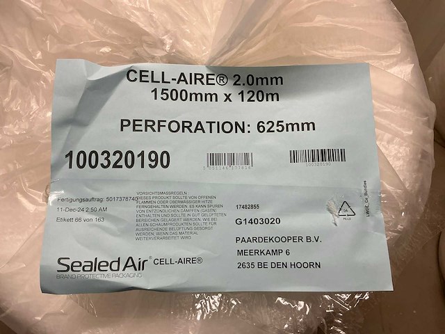 Sealed air cell-aire 2.0 mm verpakkingsschuim (1.500 mm x 120 meter) (6x) - afbeelding 3 van  4