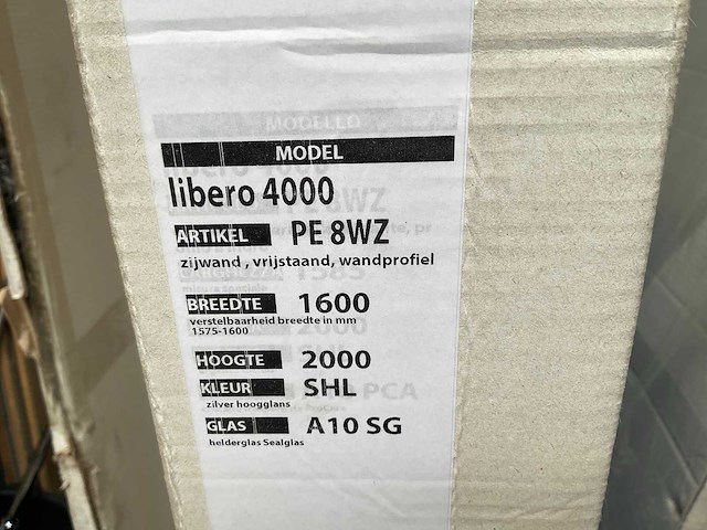 Sealskin libero 4000 zijwand/vrijstaand/wandprofiel 160x200cm - afbeelding 1 van  2