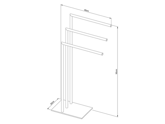 Sealskin tube handdoekrek 3armig vrijstaand geschikt voor 3 handdoeken zwart - afbeelding 2 van  3