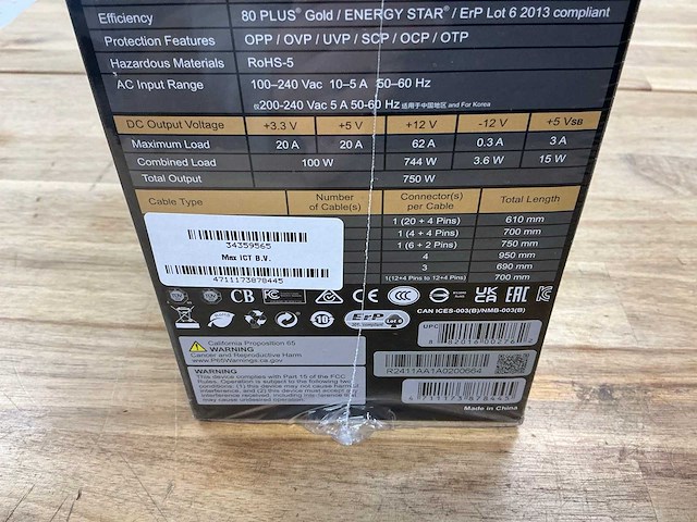 Seasonic focus atx3 gx-750 power supply - afbeelding 2 van  2