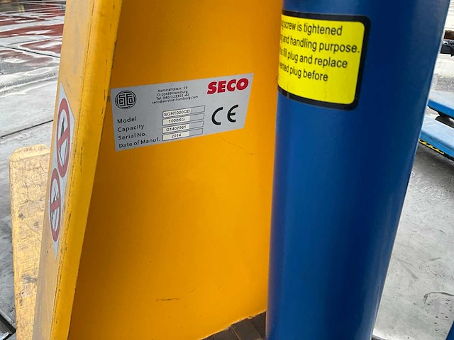 Seco sgh1000qb hydraulische hoogliftpalletwagen - afbeelding 6 van  7