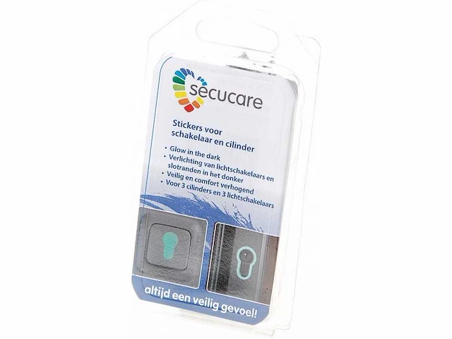 Secucare - glow in the dark sticker voor schakelaar - deurbeslag (4x) - afbeelding 3 van  5
