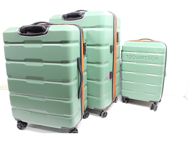 Securitech by delsey paris kofferset citadel 3 delig handbagage 37l + ruimbagage 77l en 108l groen - afbeelding 2 van  3