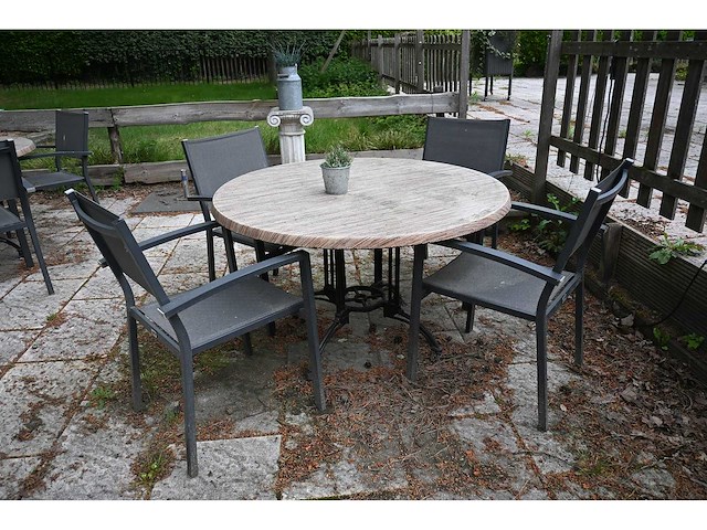 Sediamo terrasset bestaande uit 7 ronde terrastafels en 28 terrasstoelen - afbeelding 1 van  6