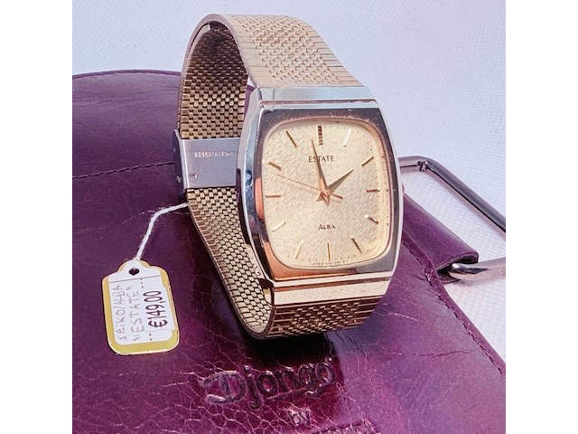 Seiko alba ''estate'' ovaal tank horloge met embossed wijzerplaat - afbeelding 1 van  9