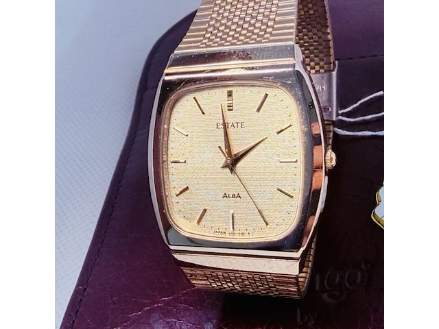 Seiko alba ''estate'' ovaal tank horloge met embossed wijzerplaat - afbeelding 6 van  9