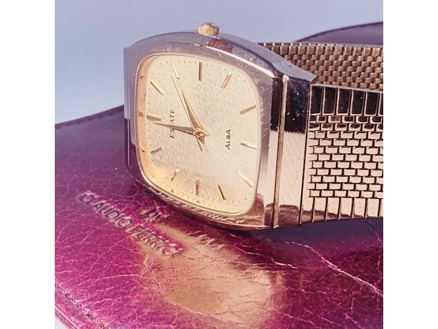 Seiko alba ''estate'' ovaal tank horloge met embossed wijzerplaat - afbeelding 9 van  9
