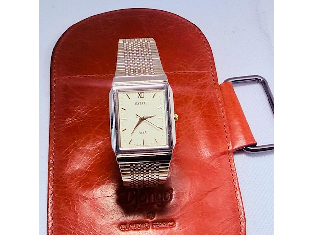 Seiko alba klassiek tank herenhorloge - goudkleurige dresswatch - afbeelding 1 van  9