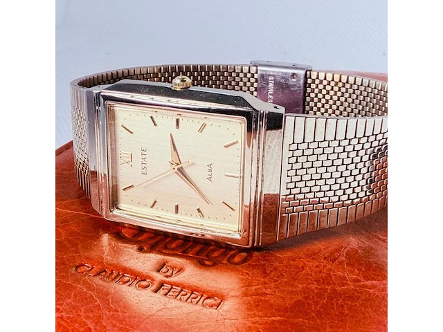 Seiko alba klassiek tank herenhorloge - goudkleurige dresswatch - afbeelding 4 van  9