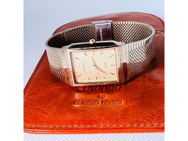 Seiko alba klassiek tank herenhorloge - goudkleurige dresswatch - afbeelding 5 van  9