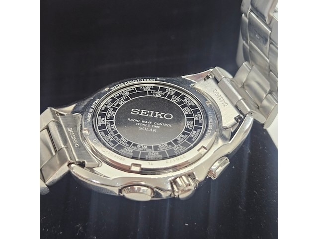 Seiko brightz solar radio wave controlled worldtimer herenhorloge - afbeelding 8 van  10