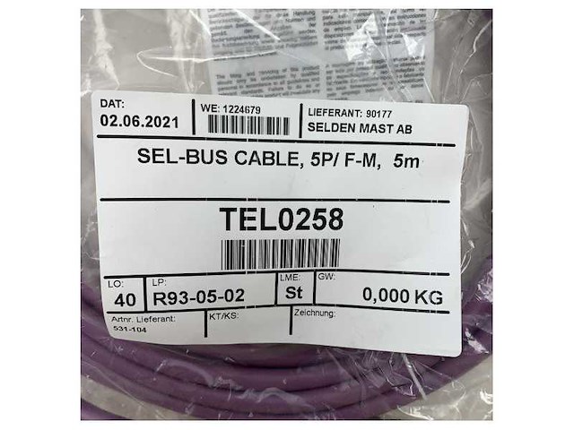 Selden sel-buskabel voor e40i lier f/m 5m-531-104 - afbeelding 3 van  6