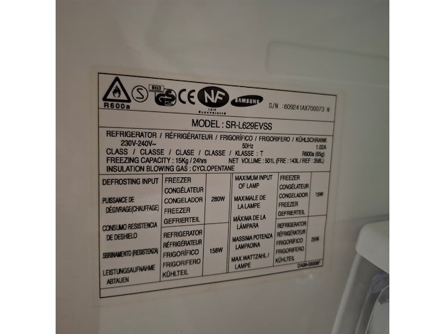 Semi amerikaanse koelkast no frost, samsung a+++, srl629evss, grijs / chroom - afbeelding 8 van  8