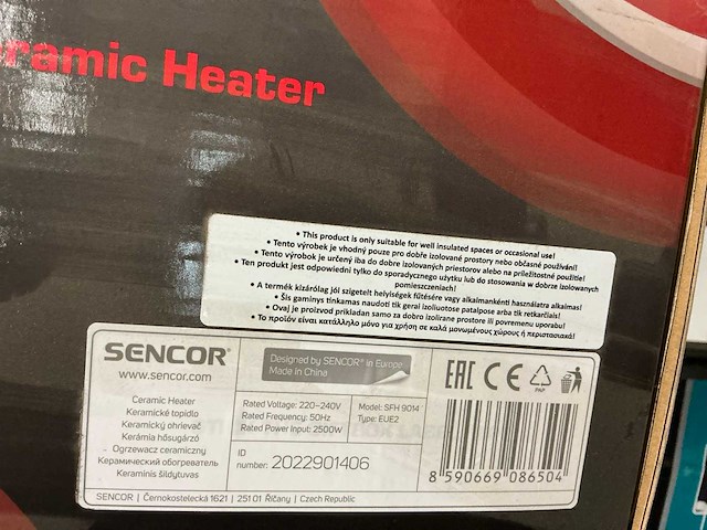 Sencor sfh 9014 slim ceramic heater - afbeelding 2 van  2