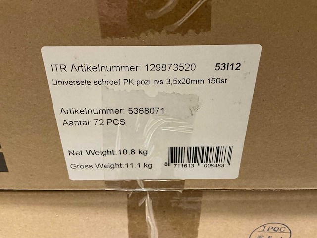 Sencys rvs 3,5x20mm schroef (144x) - afbeelding 2 van  2