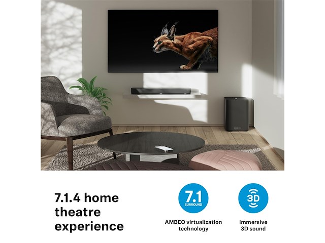 Sennheiser ambeo mini soundbar voor tv met ingebouwde subwoofer dolby atmos zwart - afbeelding 3 van  4